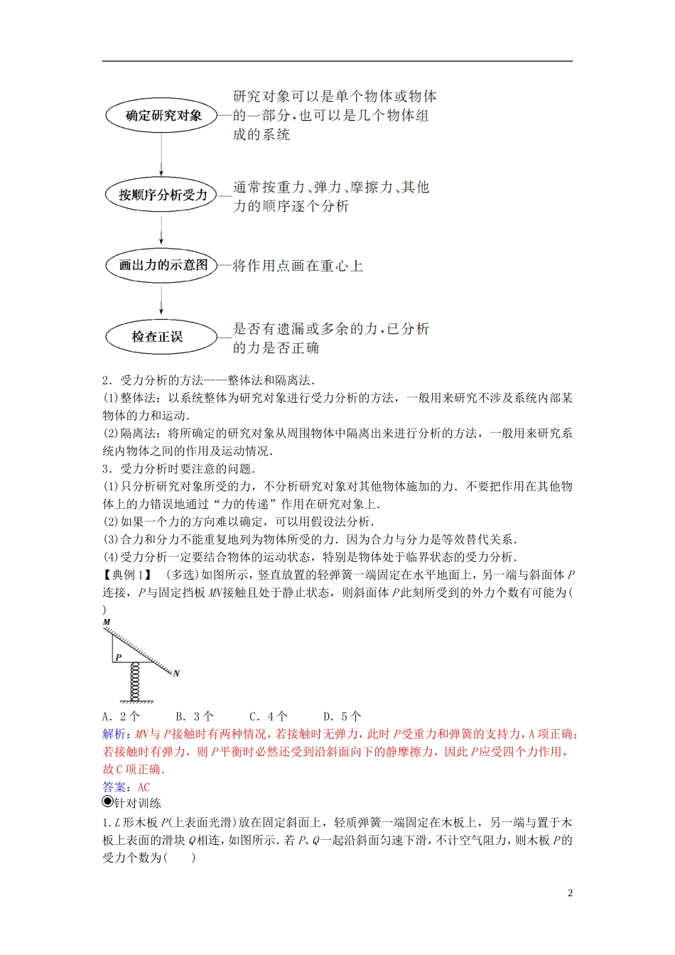 高中物理 第三章 互相作用章末复习课 新人教版必修1-新人教版高一必修1物理学案_第2页