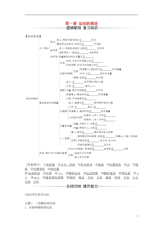 高中物理 第一章 运动的描述章末复习课 新人教版必修1-新人教版高一必修1物理学案
