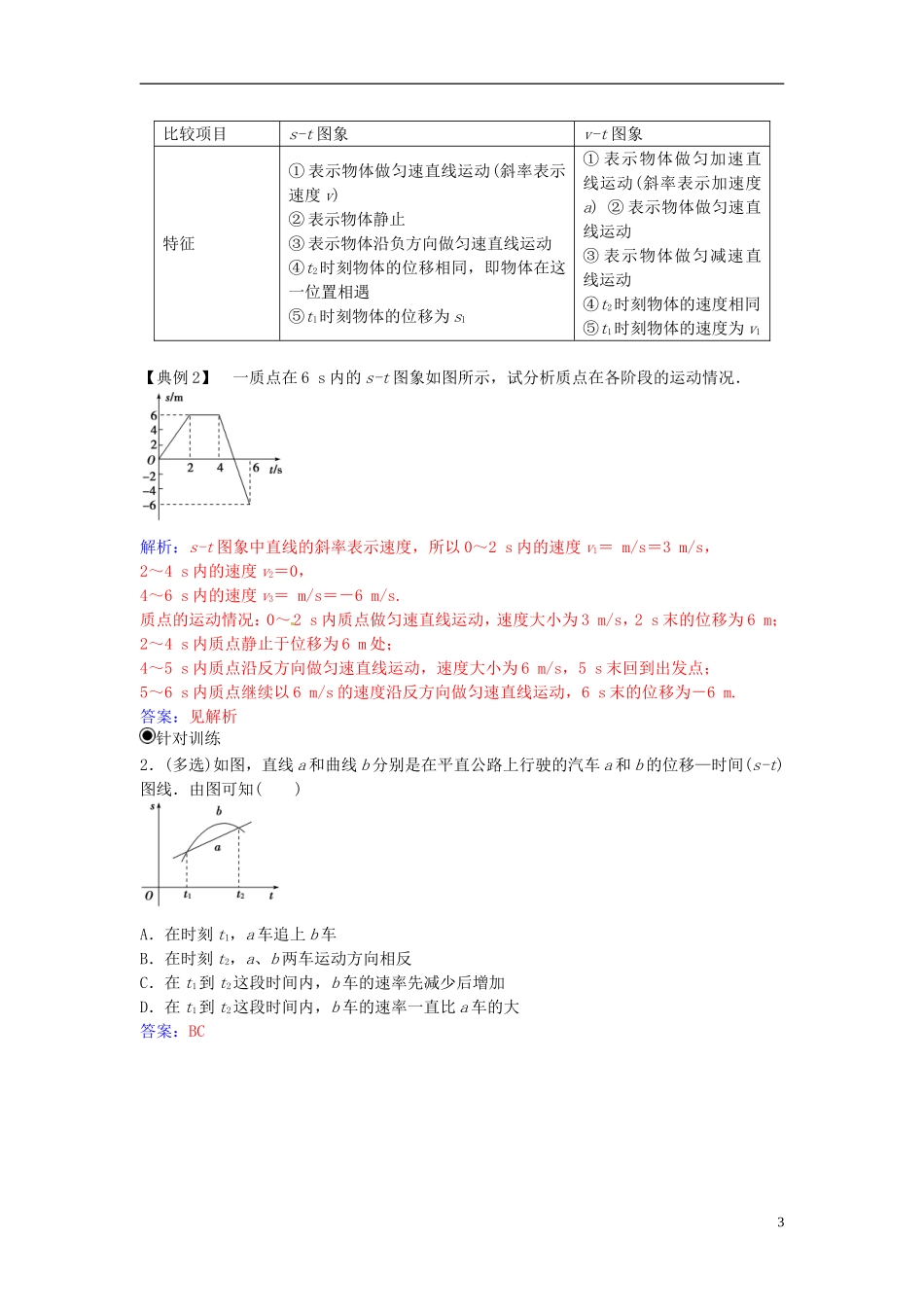 高中物理 第一章 运动的描述章末复习课 粤教版必修1-粤教版高一必修1物理学案_第3页