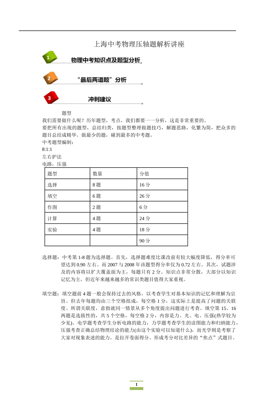 上海中考物理压轴题解析讲座_第1页