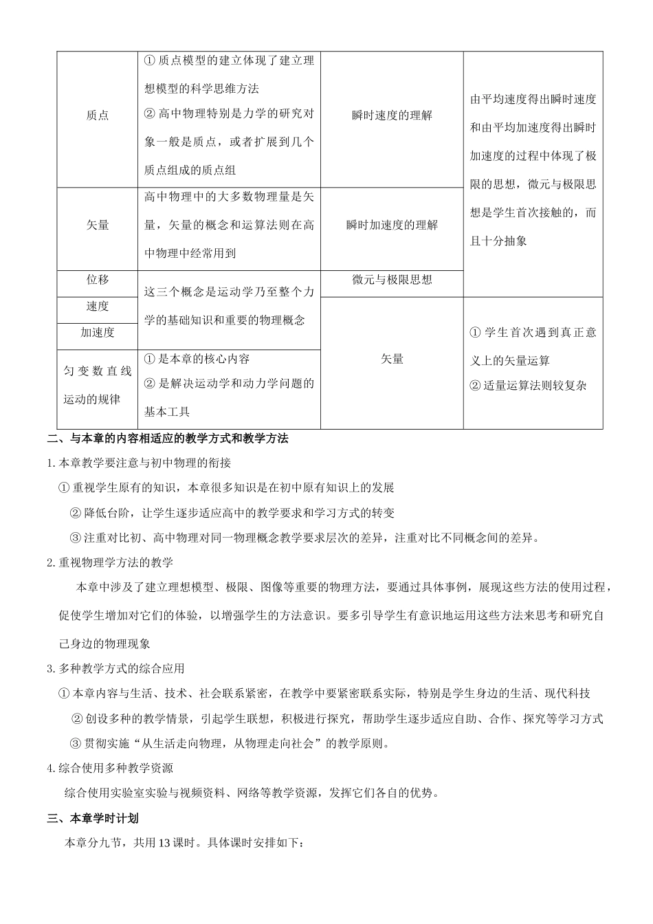 高中物理 第一章运动的描述教学设计 新人教版必修1_第3页