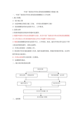 中润广场商业冷热水系统清洗镀膜配合措施方案