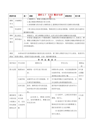 高中物理 第二单元《力》整合与评价 教科版必修1-教科版高一必修1物理素材