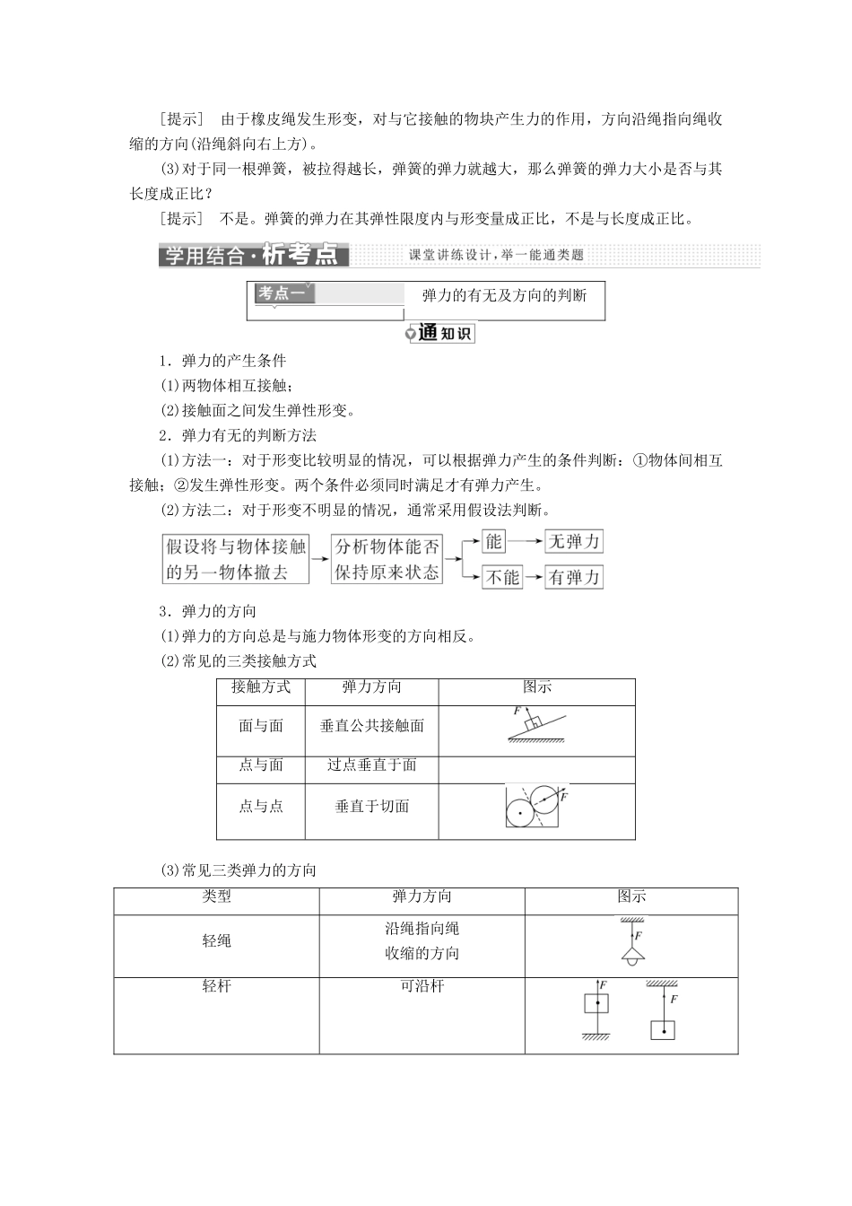 高中物理 第二章 力 第3节 弹 力教学案 教科版必修1-教科版高一必修1物理教学案_第3页