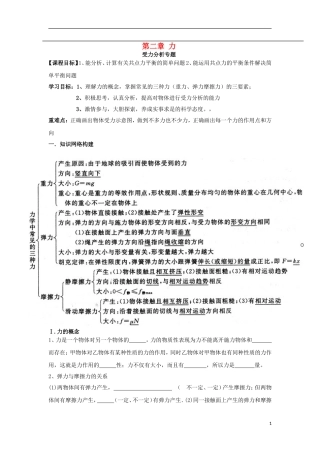高中物理 第二章 力 小结专题 受力分析导学案 教科版必修1-教科版高一必修1物理学案