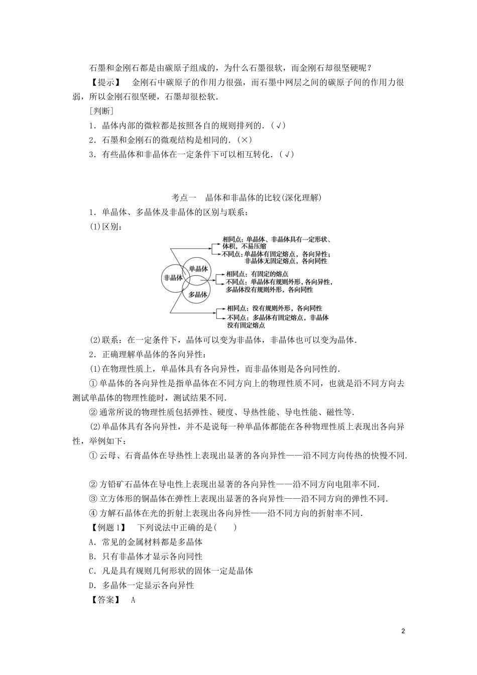 高中物理 第九章 1 固体教学案（含解析）新人教版选修3-3-新人教版高二选修3-3物理教学案_第2页