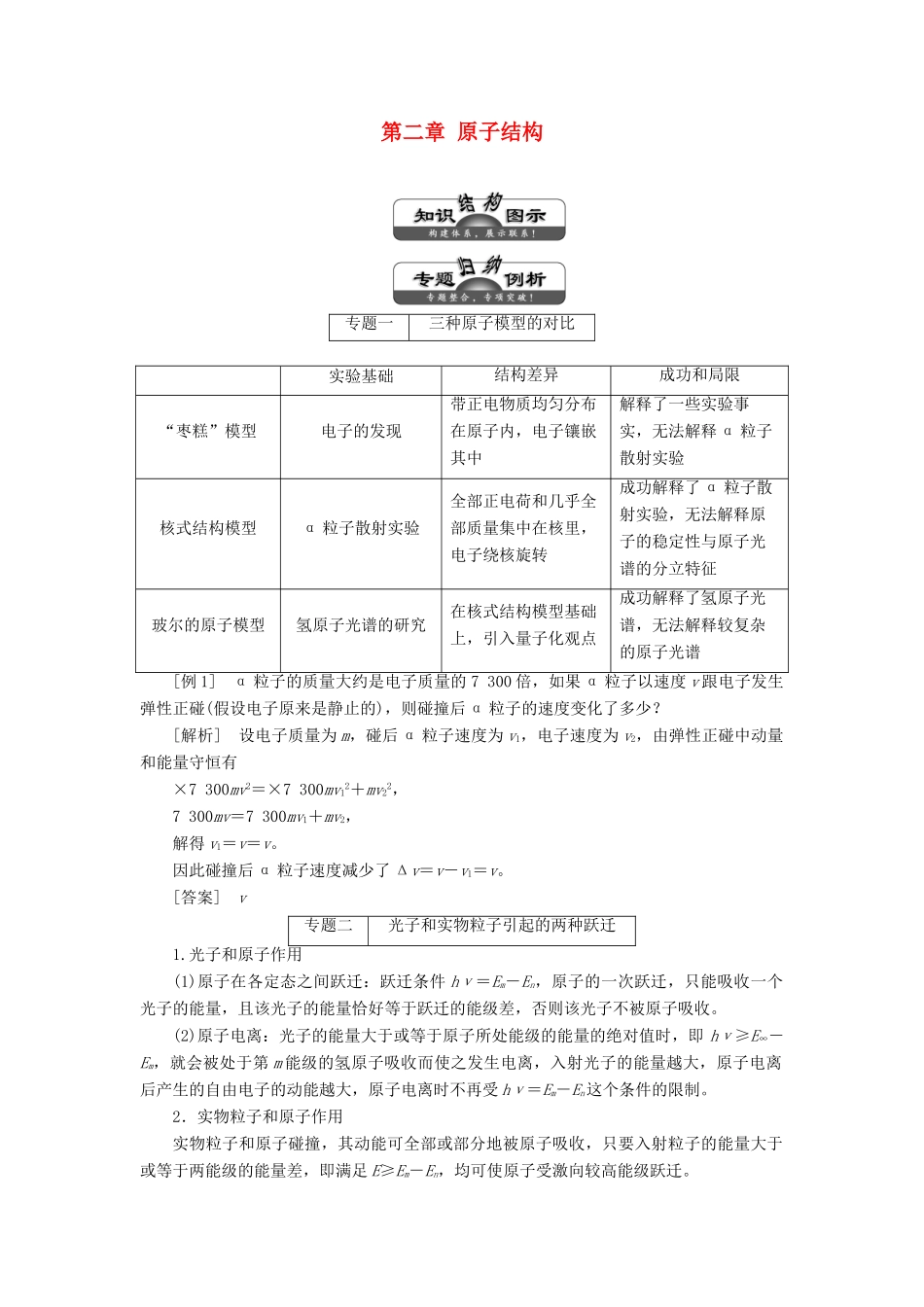 高中物理 第二章 原子结构章末盘点教学案 教科版选修3-5-教科版高二选修3-5物理教学案_第1页