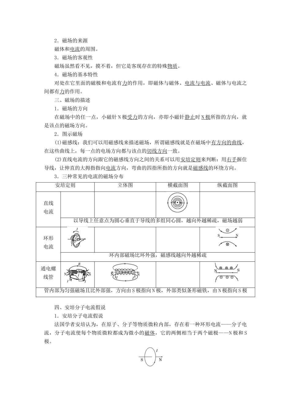 高中物理 第三章 磁场 第一、二节 我们周围的磁现象 认识磁场教学案 粤教版选修3-1-粤教版高二选修3-1物理教学案_第2页