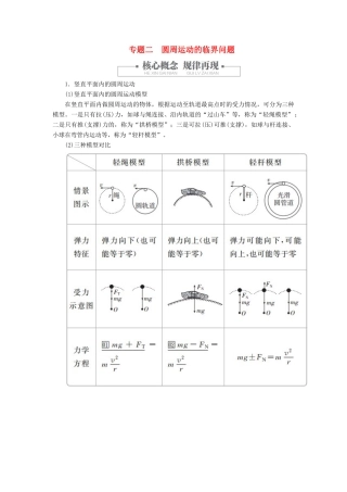 高中物理 第六章 圆周运动 专题二 圆周运动的临界问题教案习题（含解析）新人教版必修2-新人教版高中必修2物理教案