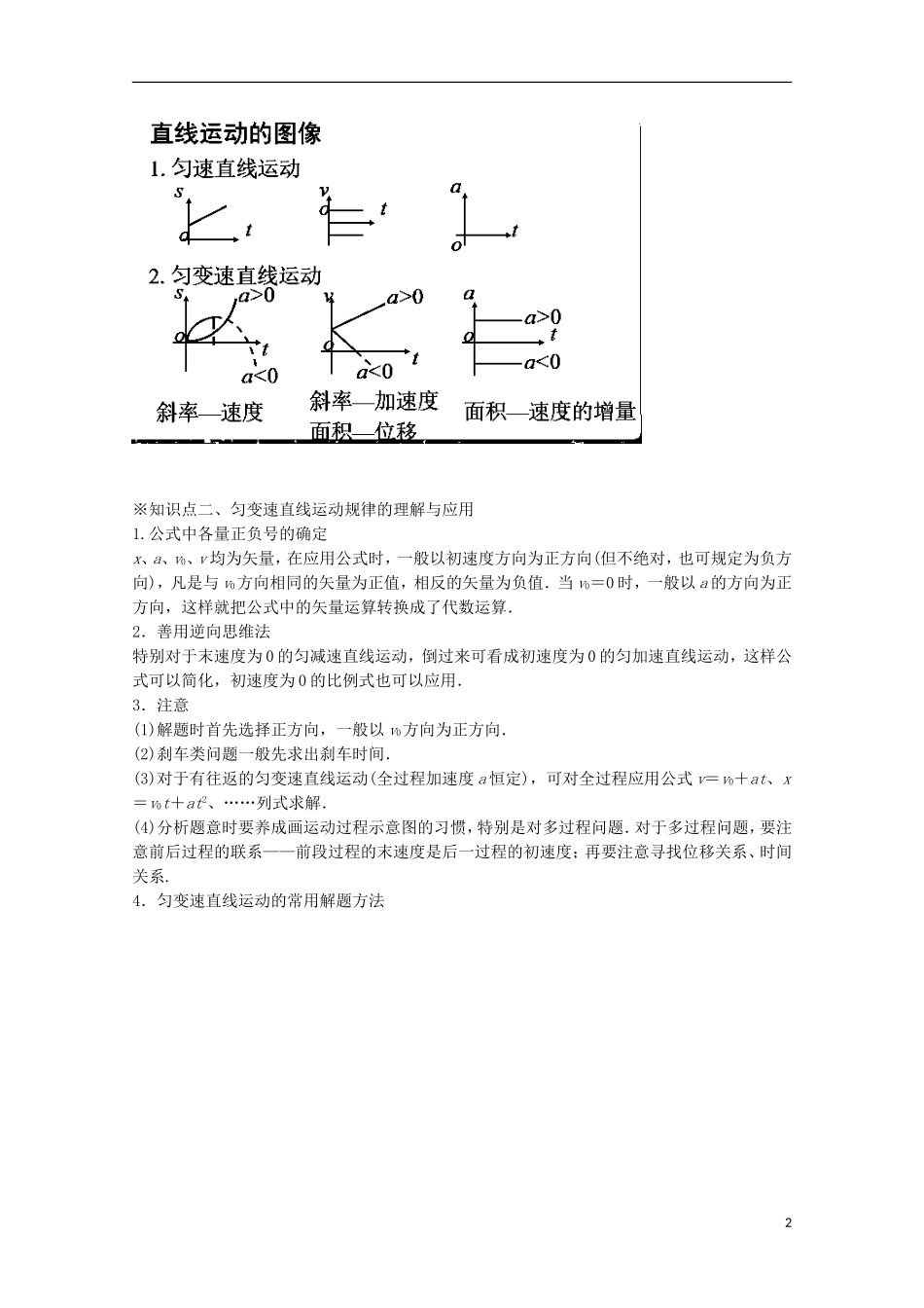 高中物理 第二章 匀变速直线运动的研究章末小结学案（提升版）新人教版必修1-新人教版高一必修1物理学案_第2页