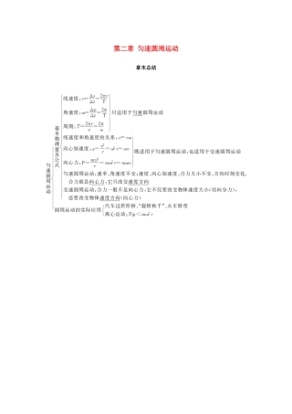 高中物理 第二章 匀速圆周运动章末总结学案 教科版必修2-教科版高一必修2物理学案