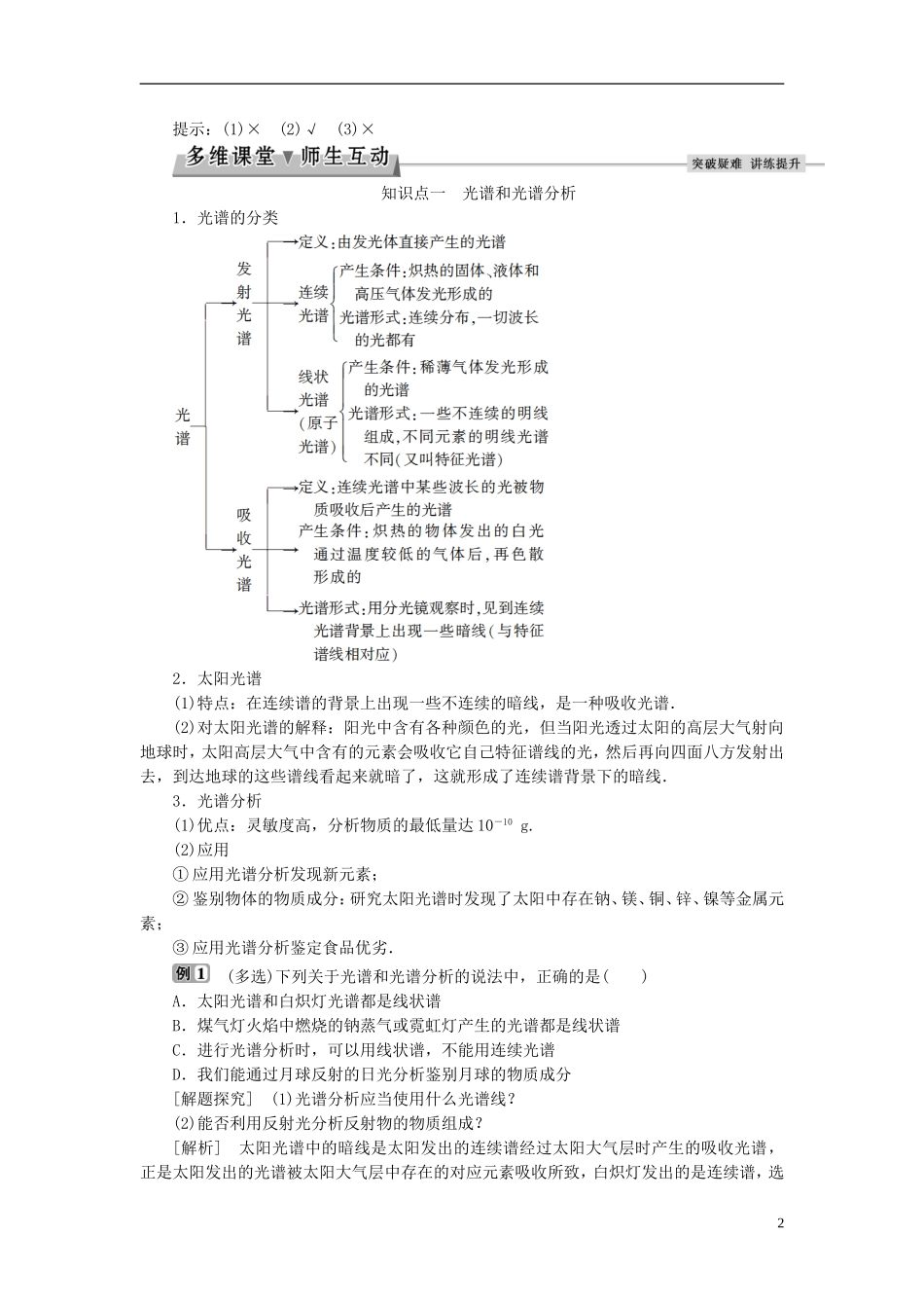 高中物理 第十八章 原子结构 第3节 氢原子光谱教师用书 新人教版选修3-5-新人教版高二选修3-5物理学案_第2页