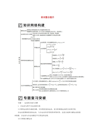 高中物理 第五章 曲线运动 章末整合提升学案 新人教版必修2-新人教版高一必修2物理学案
