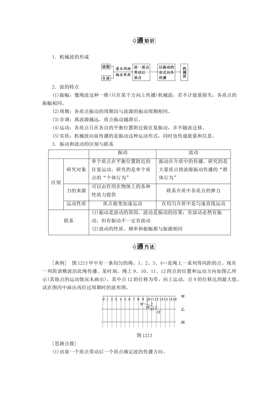 高中物理 第十二章 机械波 第1节 波的形成和传播教学案 新人教版选修3-4-新人教版高二选修3-4物理教学案_第3页