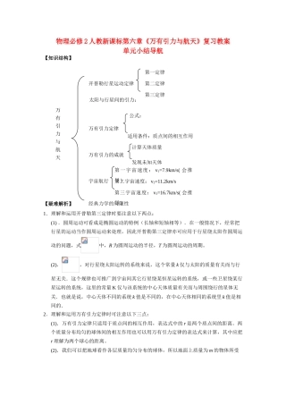 高中物理 第六章《万有引力与航天》复习教案 新人教版必修2