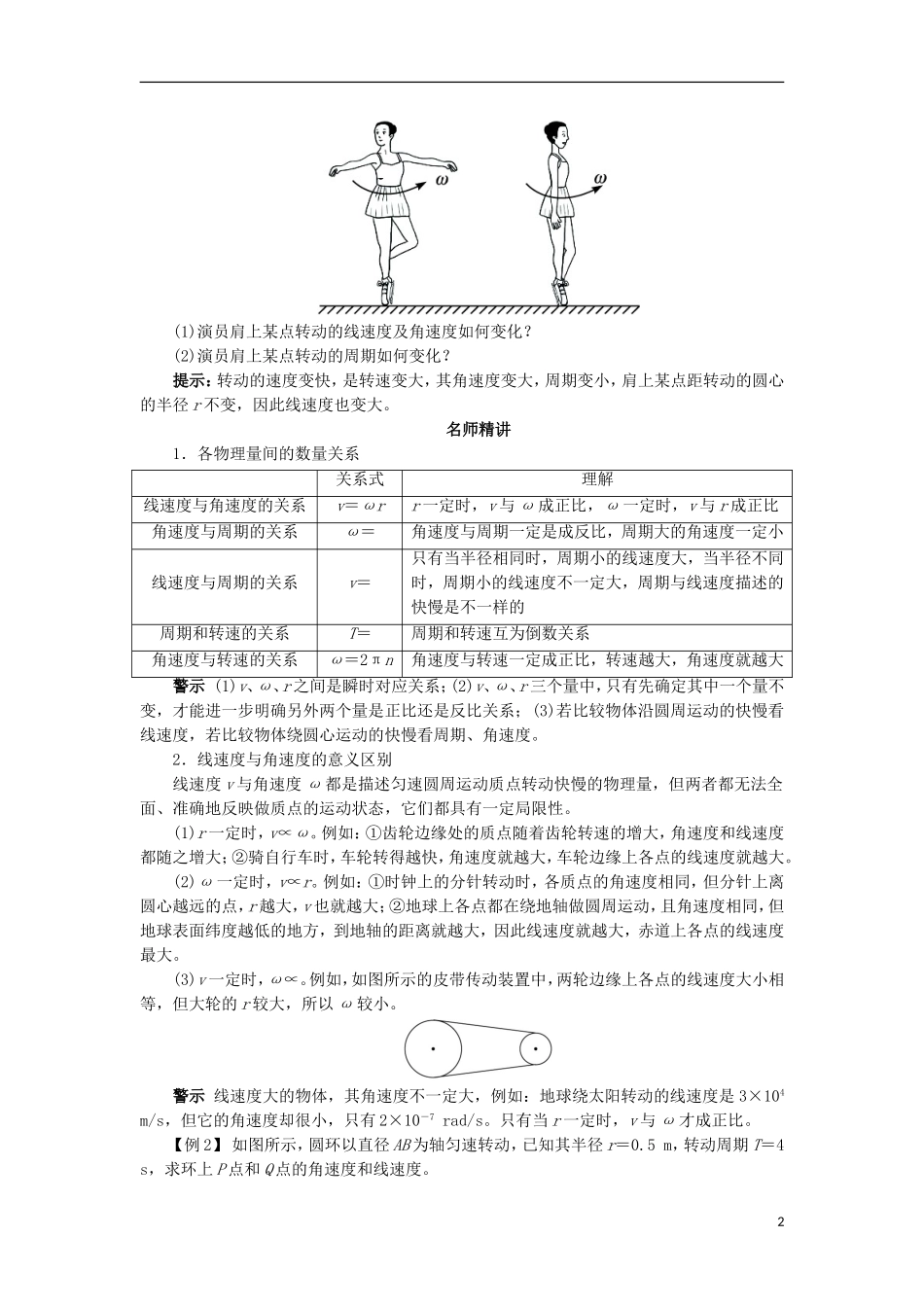 高中物理 第五章 曲线运动 第四节 圆周运动课堂探究学案 新人教版必修2-新人教版高一必修2物理学案_第2页