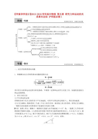 高中物理 第五章 研究力和运动的关系章末总结 沪科版必修1-沪科版高一必修1物理学案