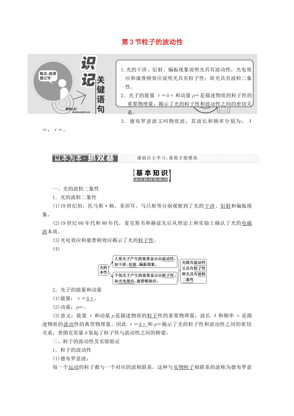 高中物理 第十七章 波粒二象性 第3节 粒子的波动性讲义（含解析）新人教版选修3-5-新人教版高二选修3-5物理教案_第1页