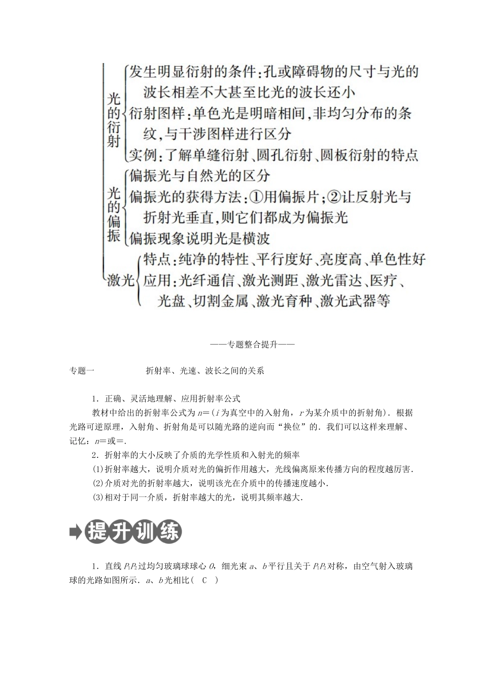 高中物理 第四章 光 本章专题整合提升教案 新人教版选择性必修第一册-新人教版高中第一册物理教案_第2页