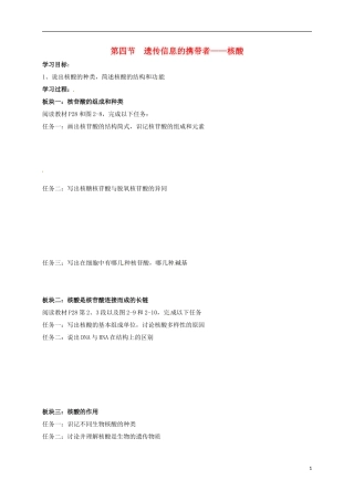 高中物理《2.3 遗传信息的携带者---核酸》学案 新人教版必修1-新人教版高一必修1物理学案