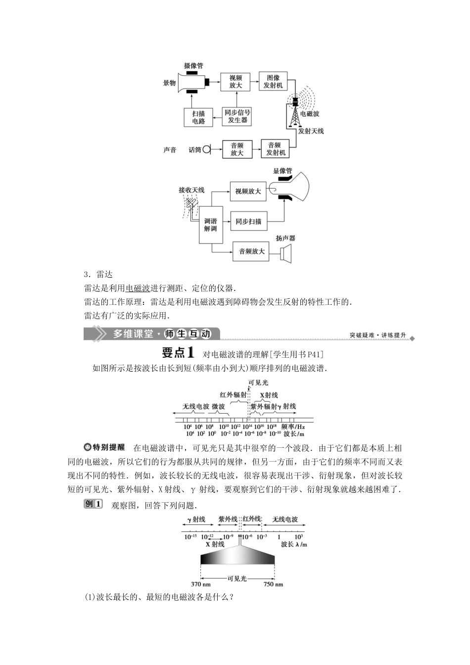 高中物理 第四章 电磁波与电信息技术 2 电磁波谱 3 电信息技术及其应用学案 教科版选修1-1-教科版高中选修1-1物理学案_第2页