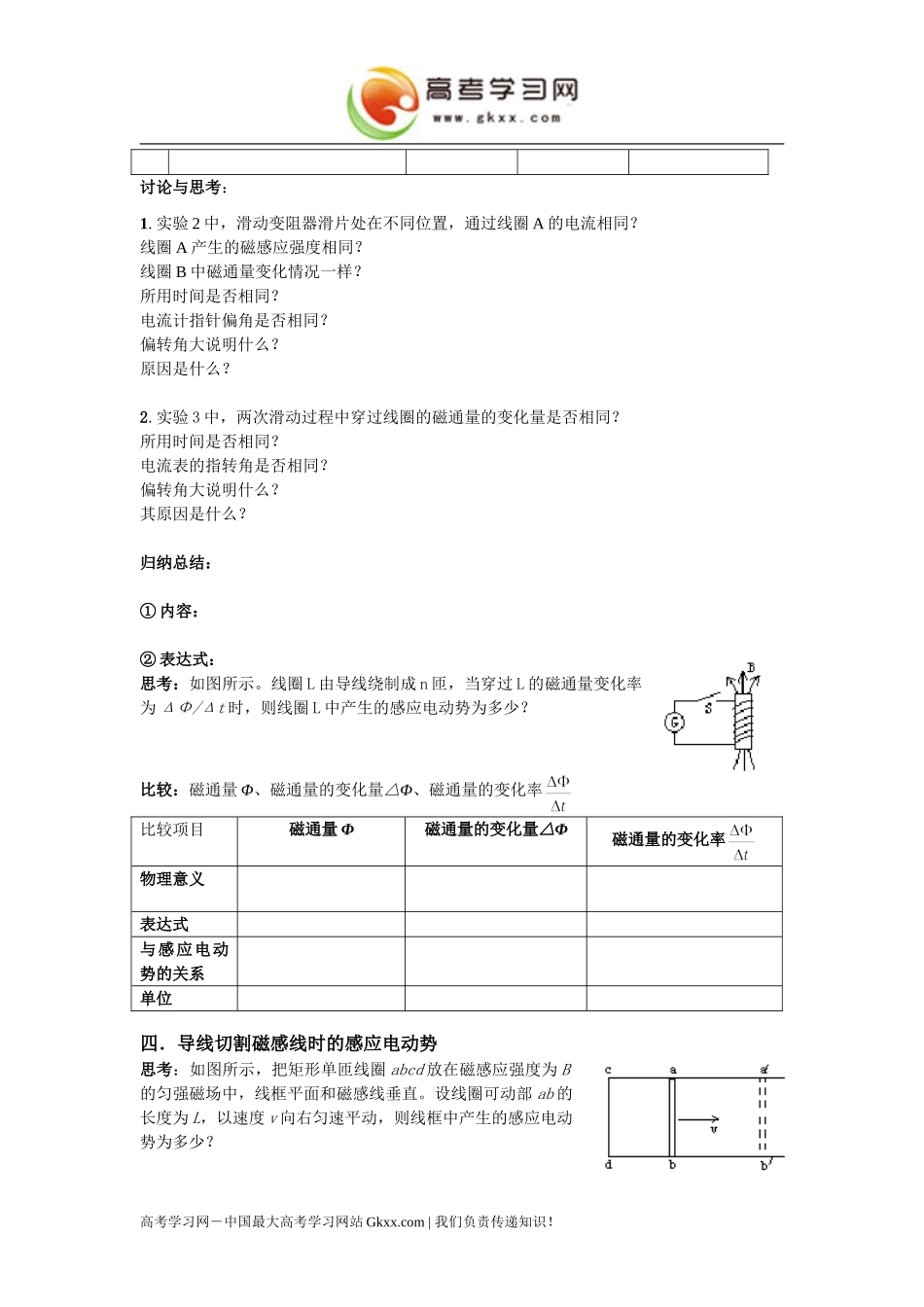 高中物理《法拉第电磁感应定律》学案 新人教版必修1_第3页