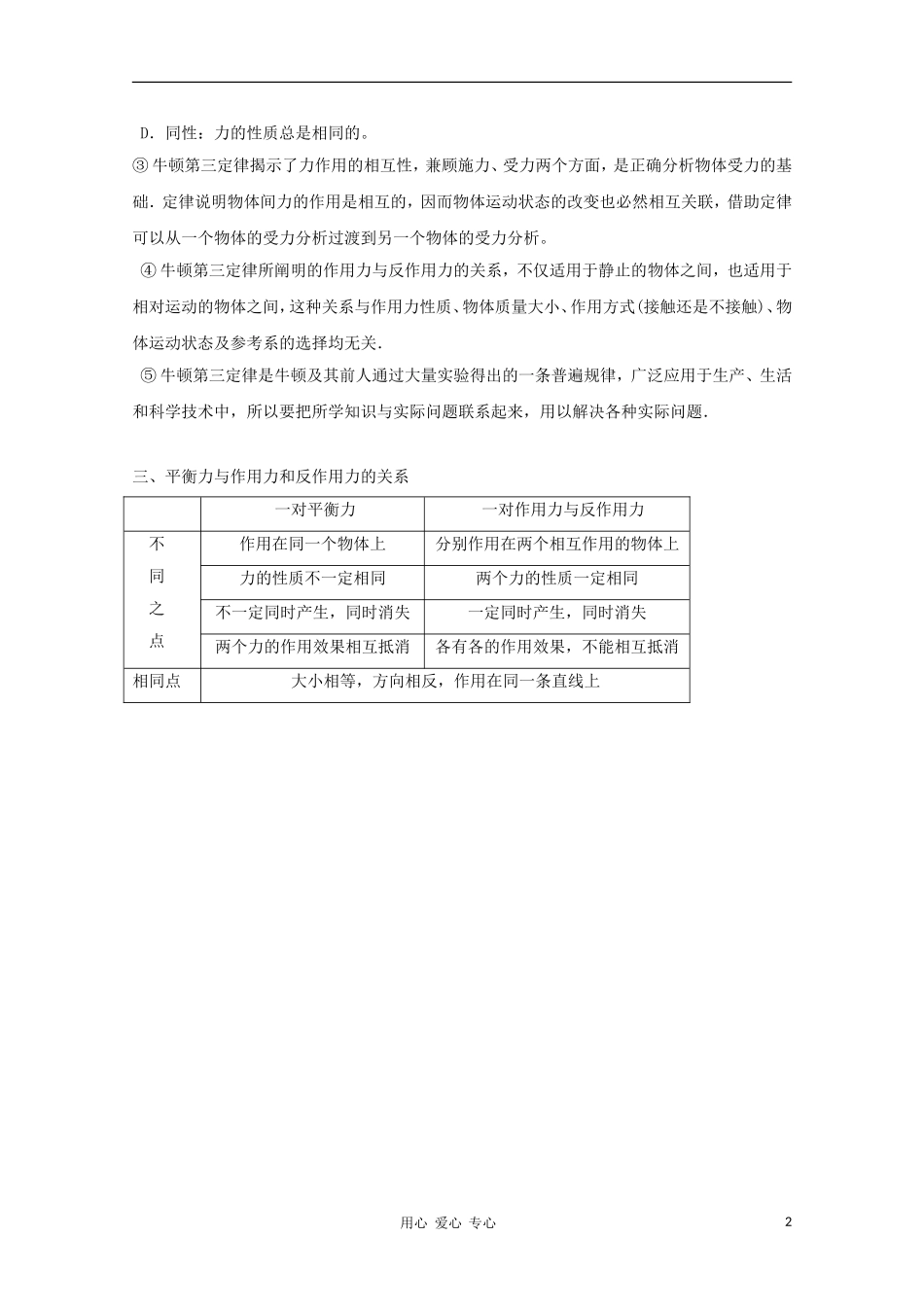 高中物理《牛顿第三定律》学案6 新人教版必修1_第2页