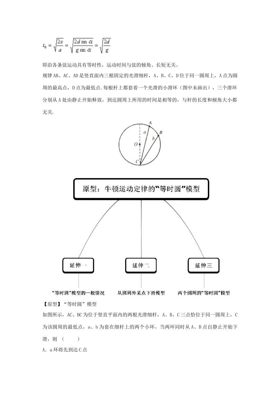 高中物理 问题原型与延伸 专题4.3 牛顿运动定律的“等时圆”模型学案 新人教版必修1-新人教版高一必修1物理学案_第2页