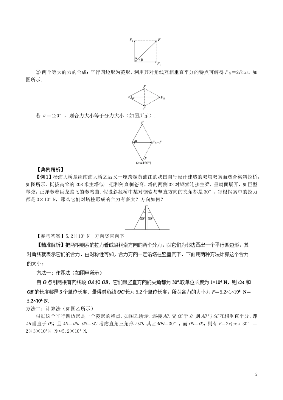 高中物理 重难点复习一本通 专题07 力的合成与分解重、难点通关学案 新人教版必修1-新人教版高一必修1物理学案_第2页
