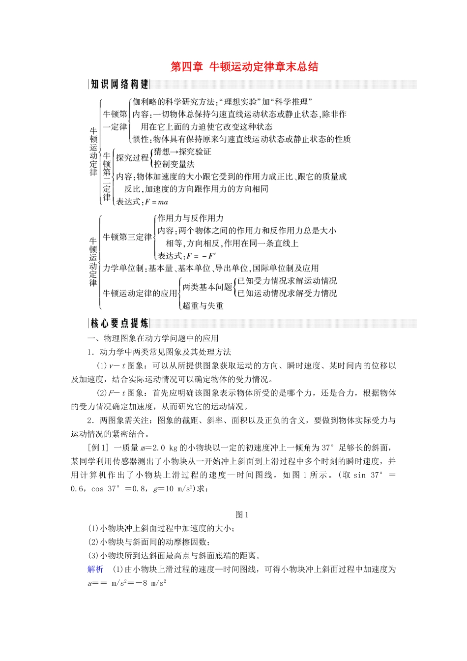 高中物理 第四章 牛顿运动定律章末总结学案 新人教版必修1-新人教版高一必修1物理学案_第1页