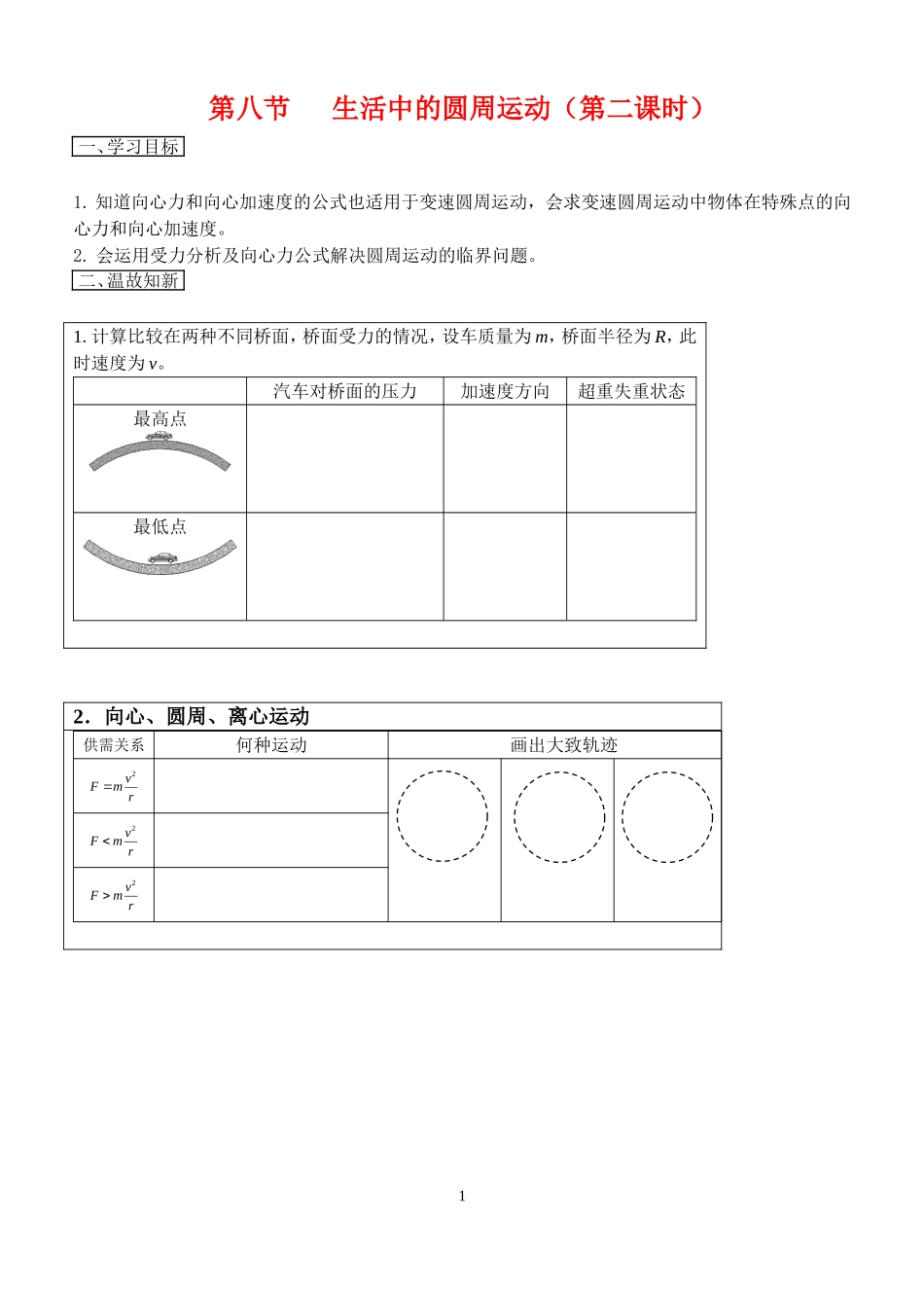 高中物理5.8生活中的圆周运动（2）教案新人教版必修2_第1页