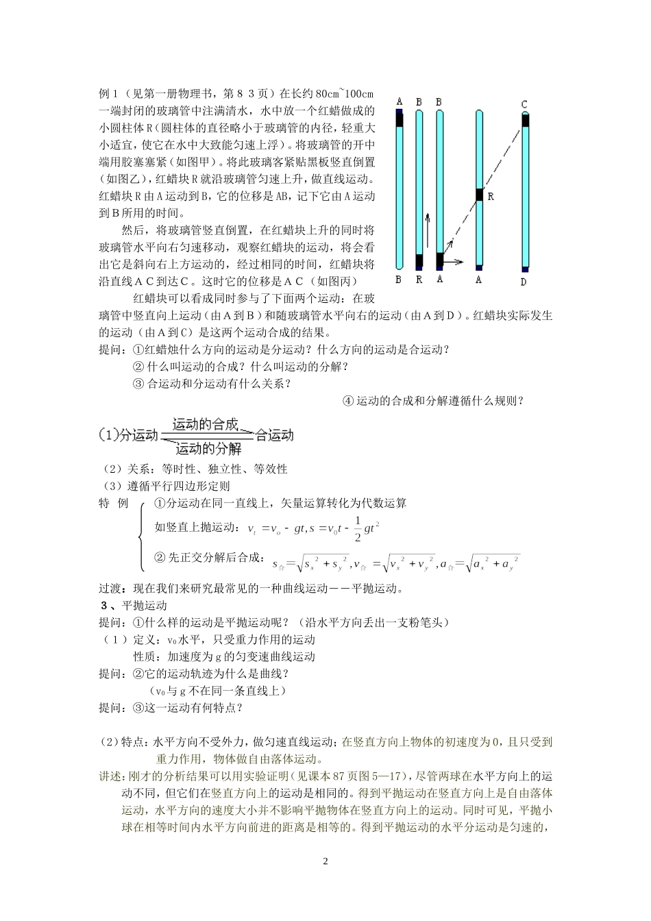 高中物理6.1　曲线运动单节复习人教版必修2_第2页