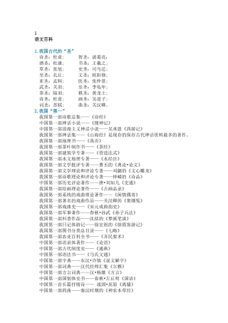 小学语文百科文化知识