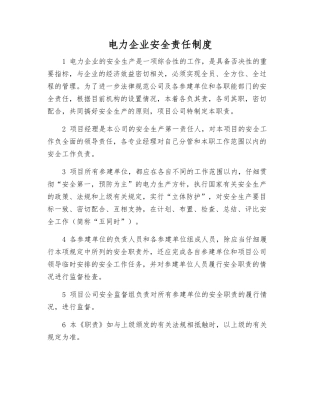 电力企业安全责任制度