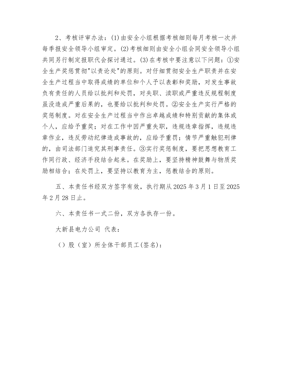 电力公司安全生产目标管理责任书_第3页