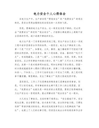 电力安全个人心得体会