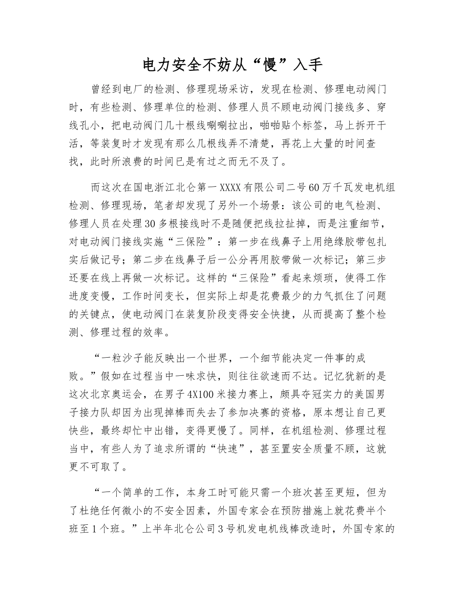 电力安全不妨从“慢”入手_第1页