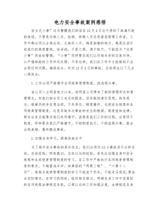 电力安全事故案例感想