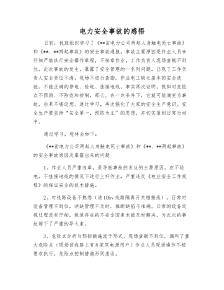 电力安全事故的感想