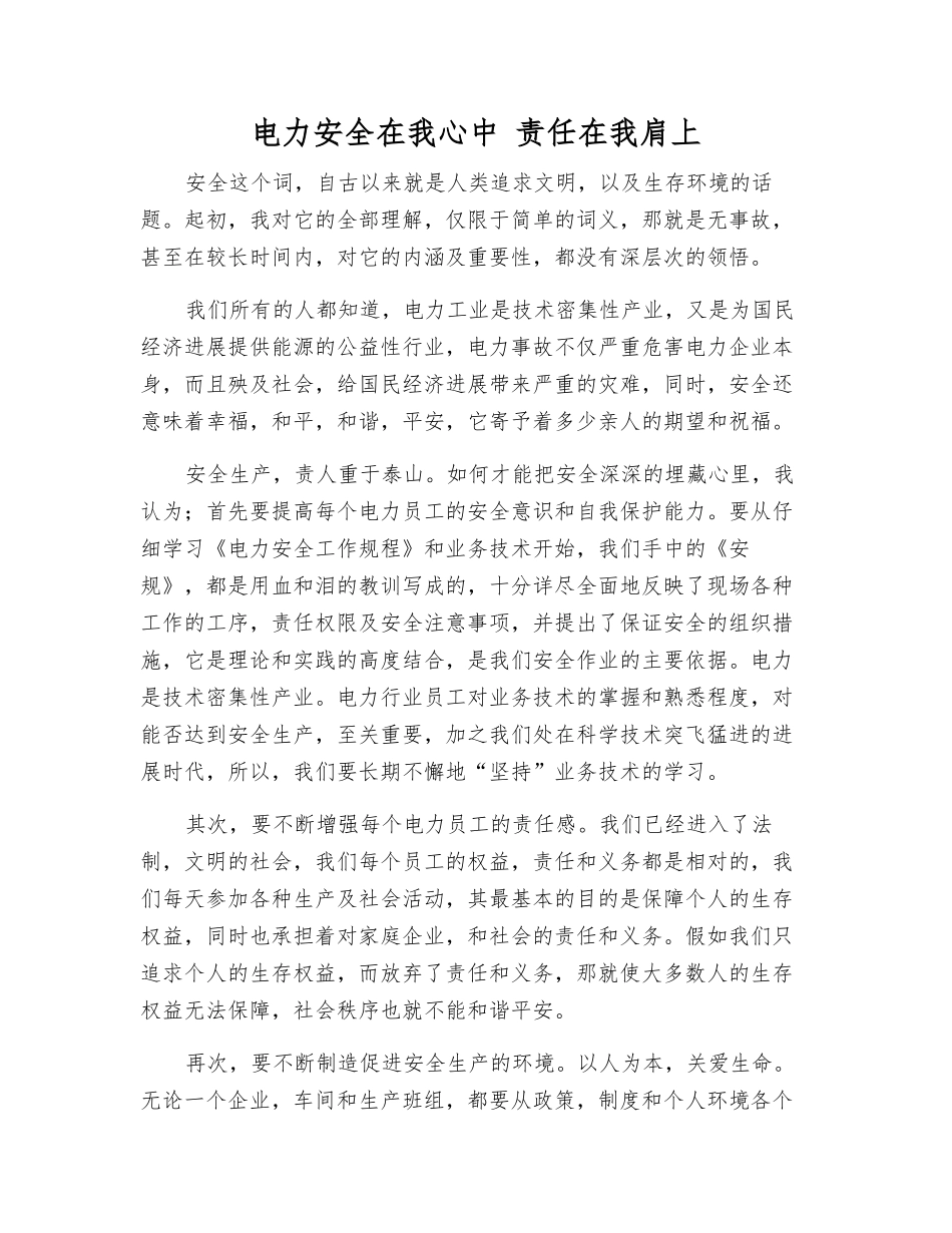 电力安全在我心中-责任在我肩上_第1页