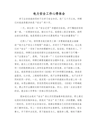 电力安全工作心得体会