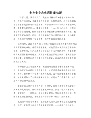 电力安全应做到防微杜渐