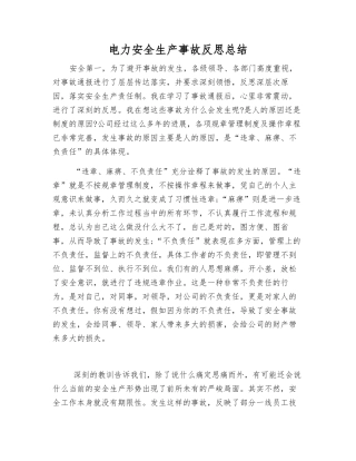 电力安全生产事故反思总结