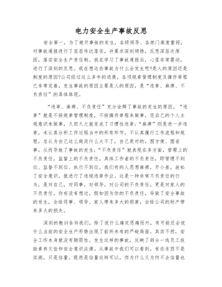 电力安全生产事故反思
