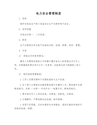 电力安全管理制度