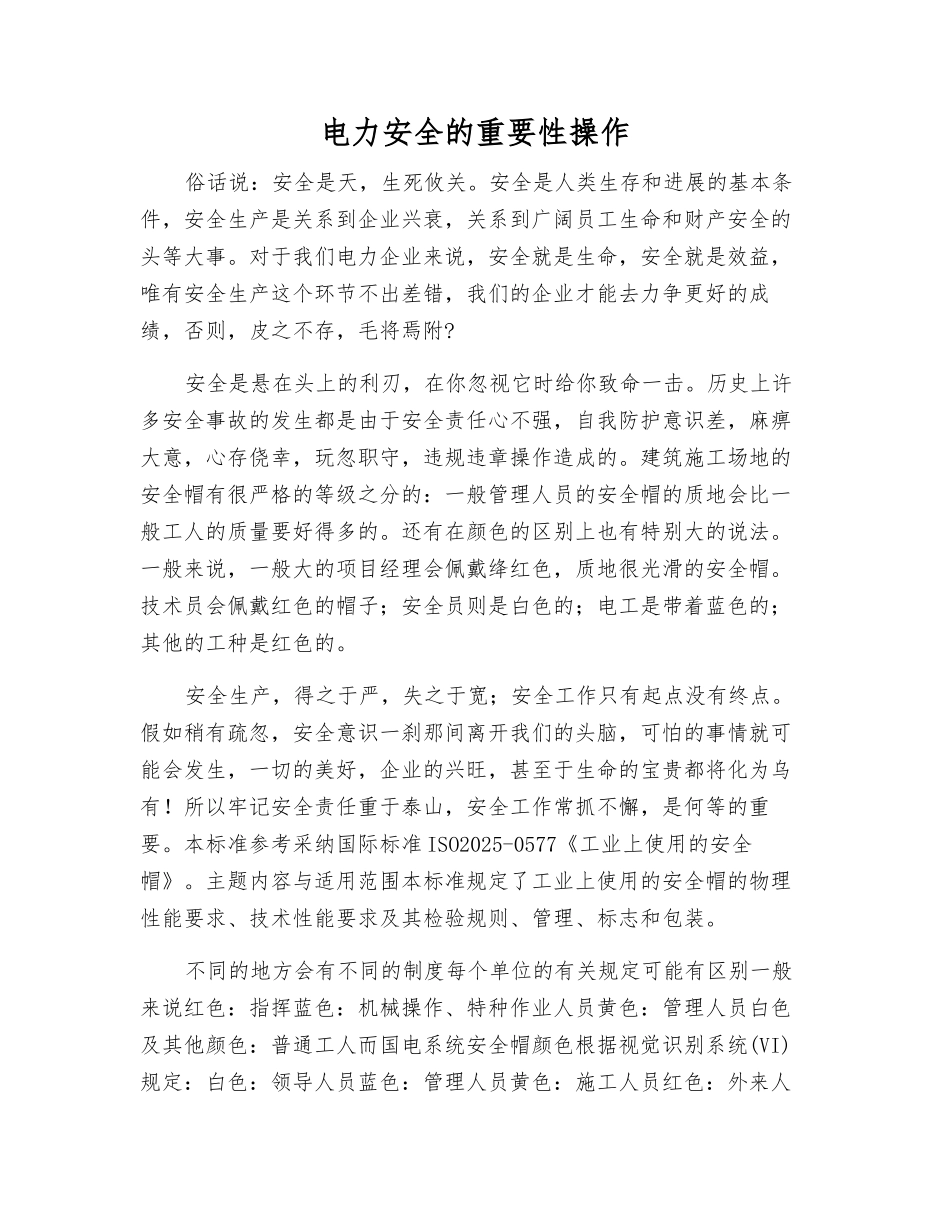 电力安全的重要性操作_第1页