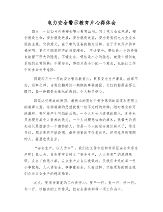 电力安全警示教育片心得体会