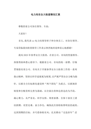 电力局安全大检查情况汇报