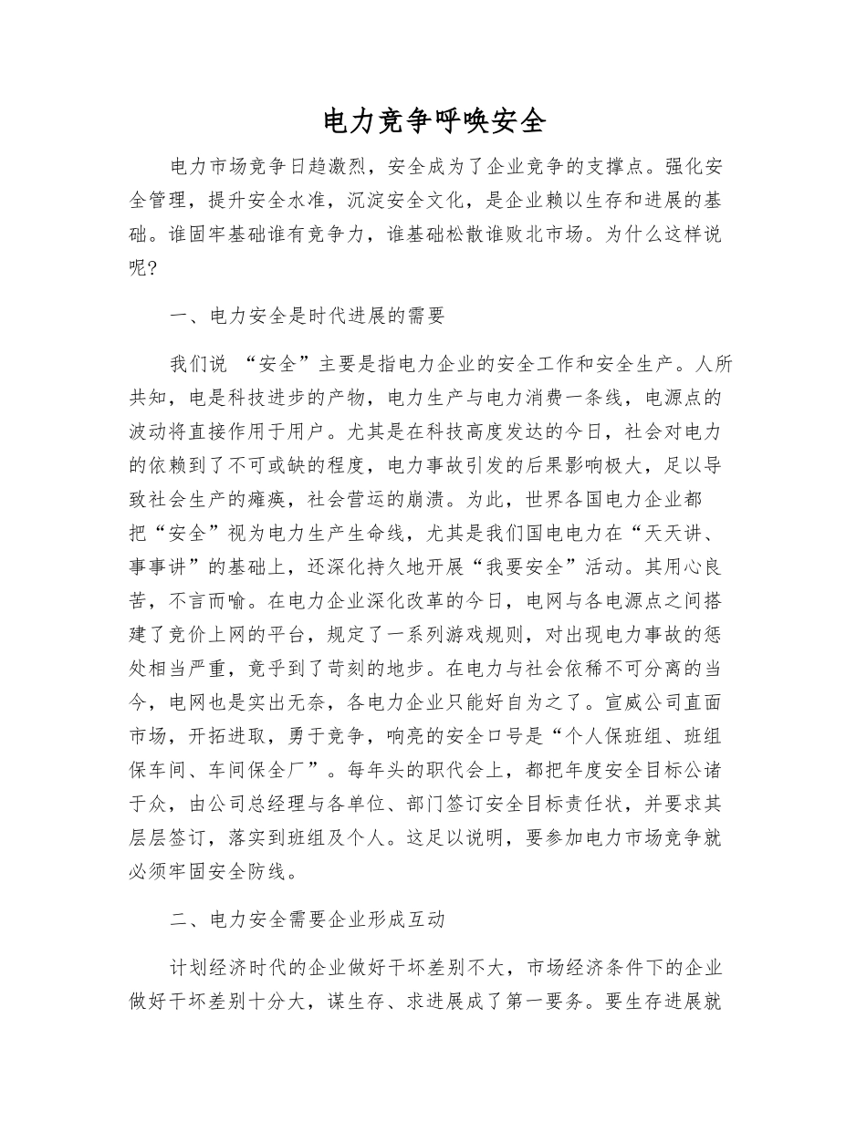 电力竞争呼唤安全_第1页