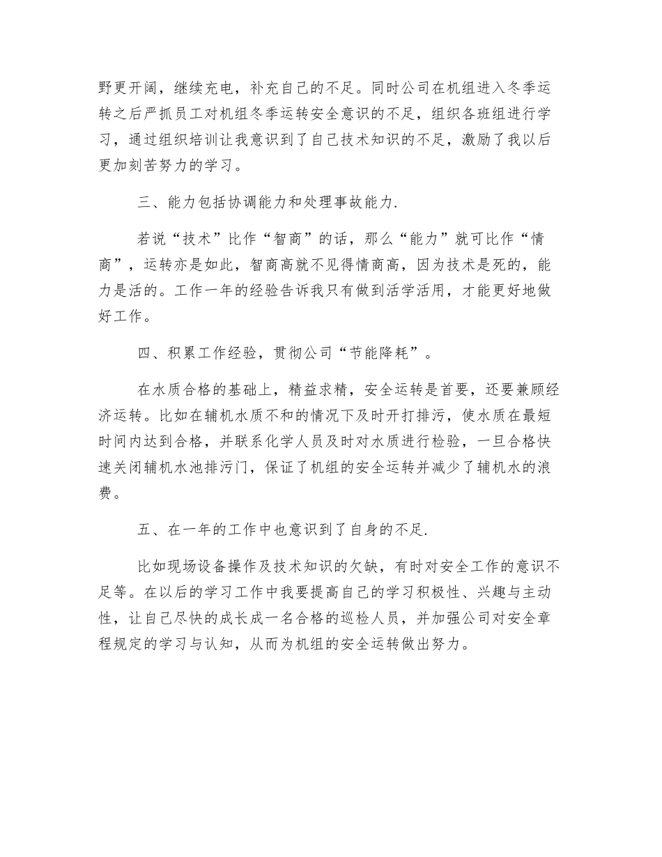 电厂个人工作总结_第2页